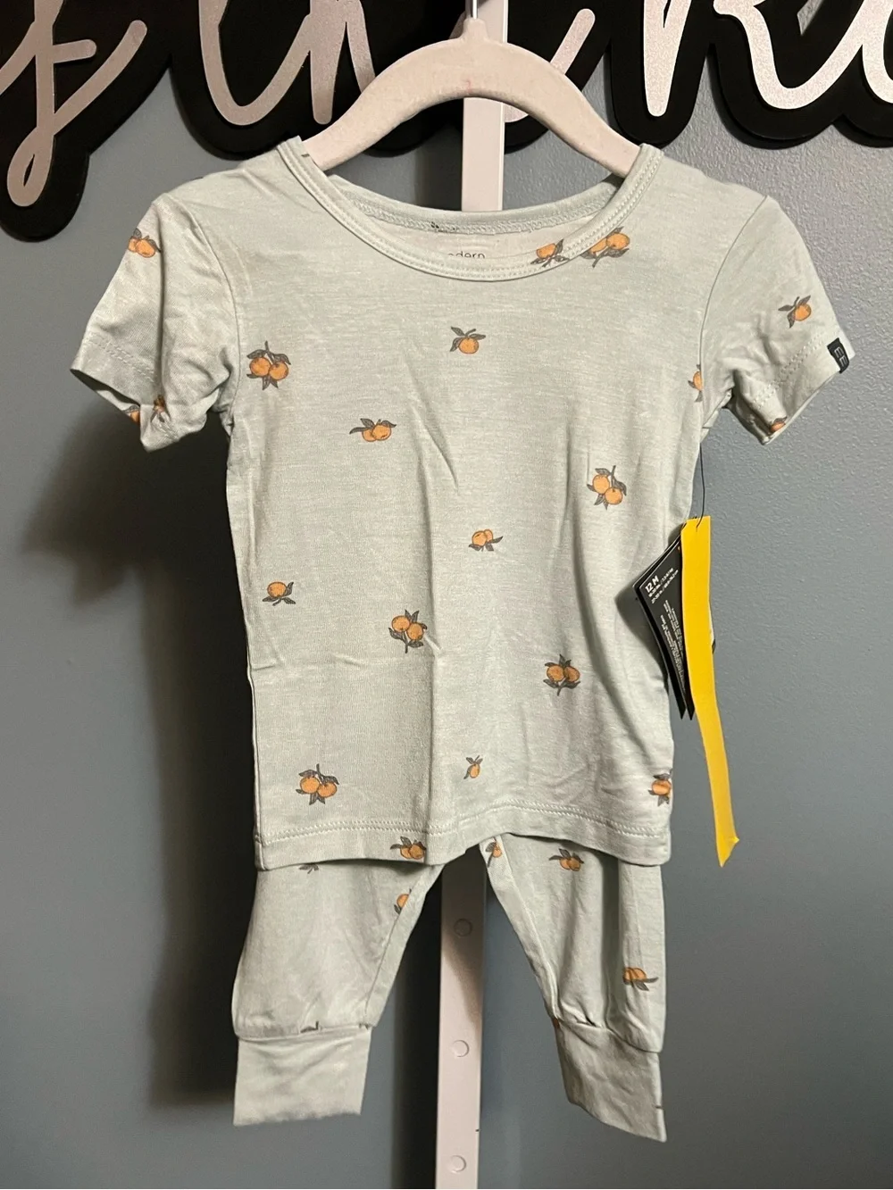 Modern Moments Light Blue Orange Fruit Short Sleeve and Pants Pajama Set NWT